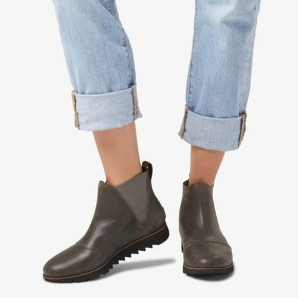 Sorel Harlow Chelsea Rain Boot Waterproof Leather Grey Women's 7.5 - Picture 3 of 13